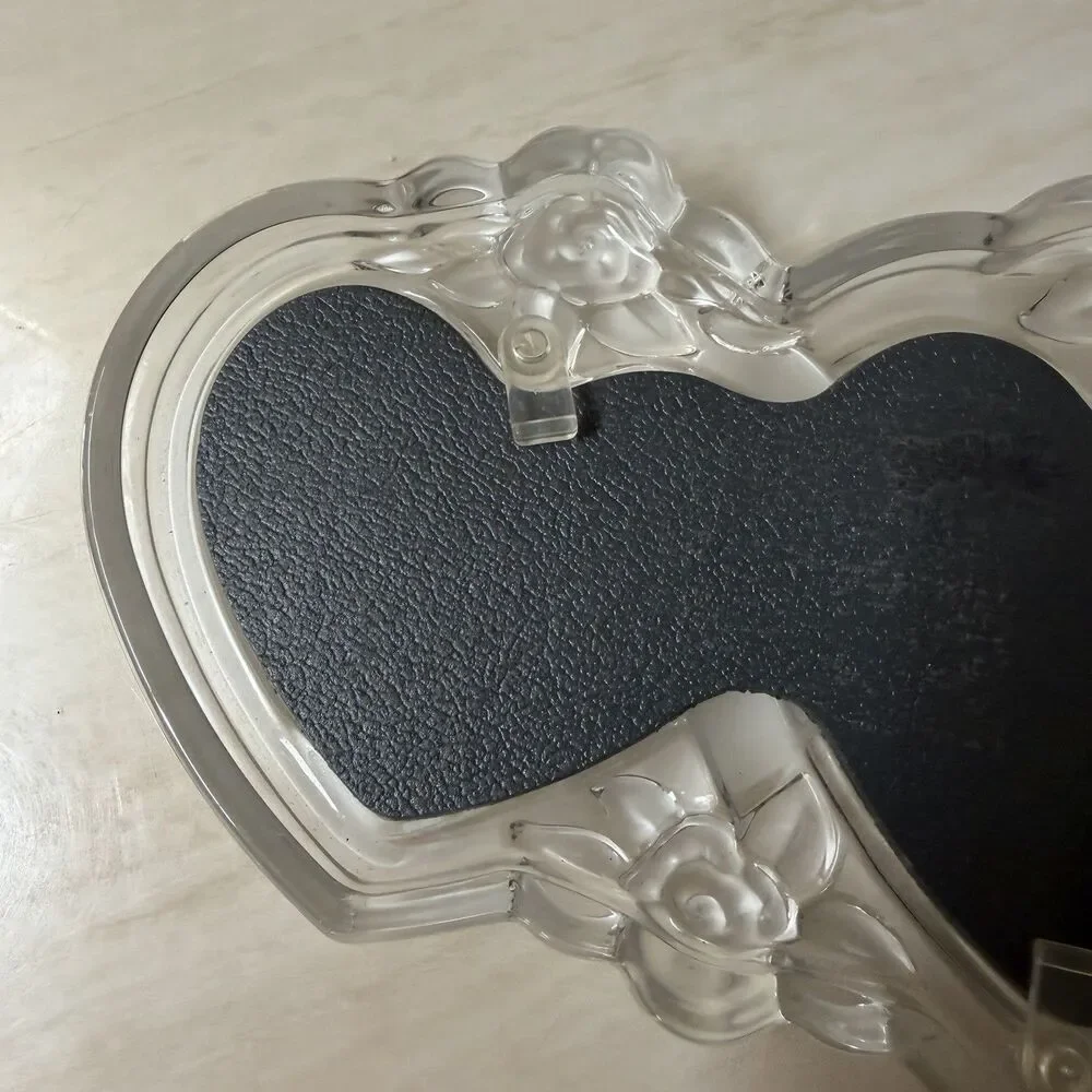 Mikasa Rosemont Triple Heart Crystal Glass Photo Frame Frosted Rose Vintage
